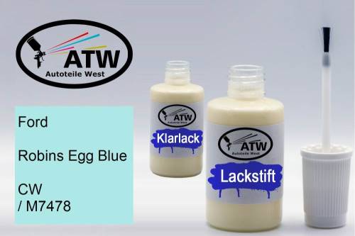Ford, Robins Egg Blue, CW / M7478: 20ml Lackstift + 20ml Klarlack - Set, von ATW Autoteile West.